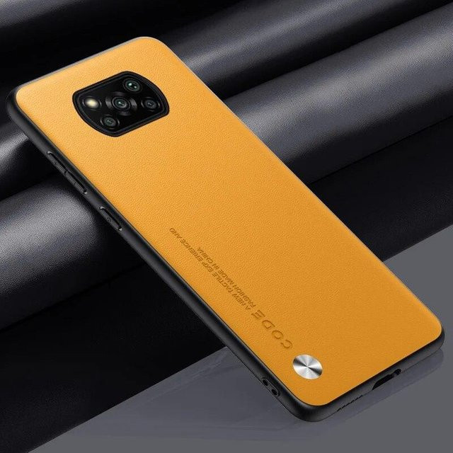 Luxus Silikon Schutzhülle aus PU Leder für Xiaomi Poco X3 Pro und Poco X3 NFC in Gelb - Bild 1