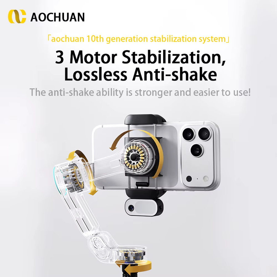 AOCHUAN Gimbal-Stabilisator Smart X3 Bounce Type mit 51 cm Verlängerungsstange und abnehmbarer Fernbedienung in Schwarz - Bild 3