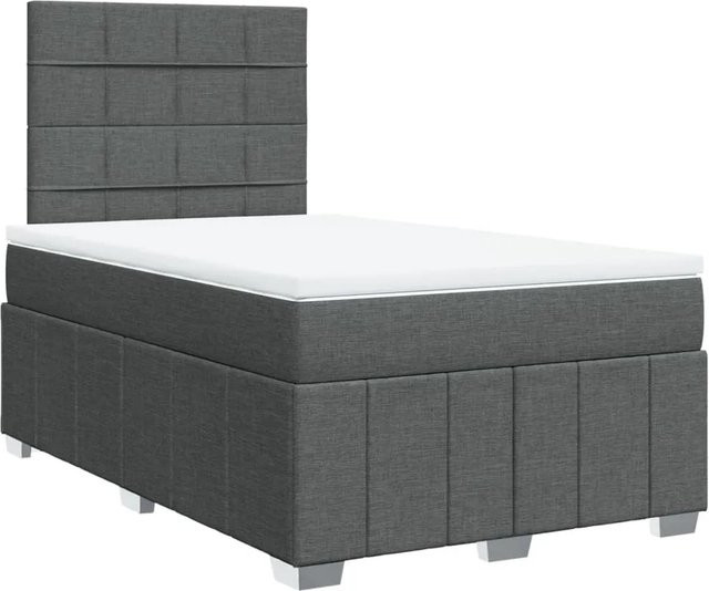 vidaXL Boxspringbett Hybrid mit Matratze und Taschenfederkern Dunkelgrau B/T: 120 x 200 cm - Bild 1