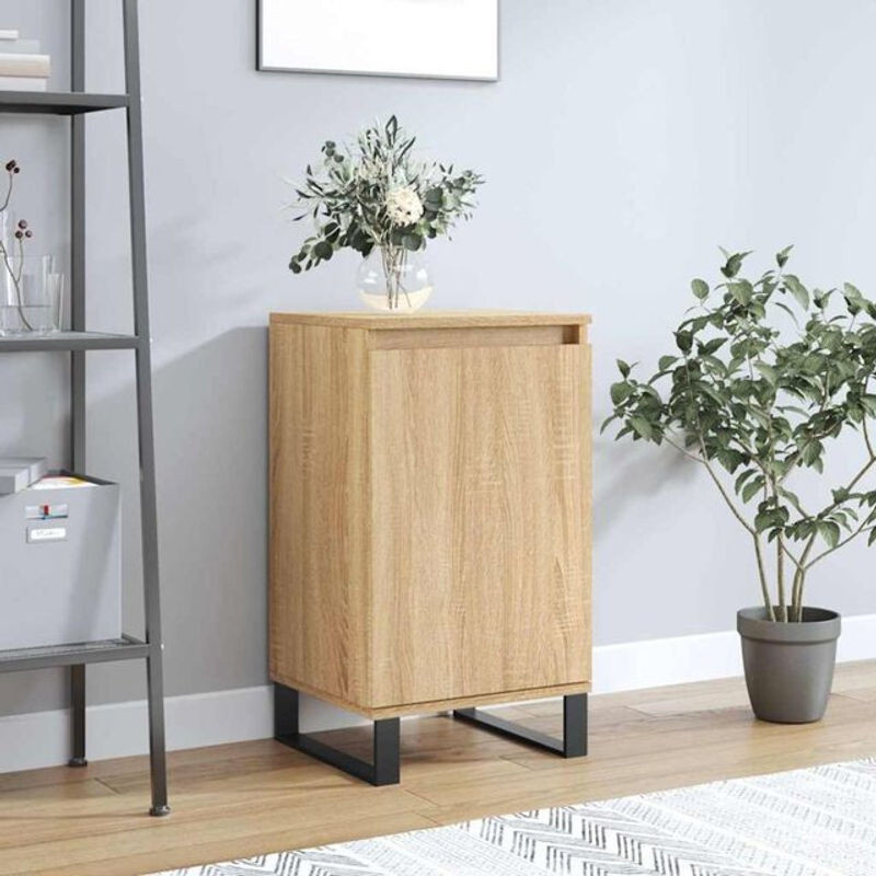 Modernes Sideboard Vidaxl aus Holzwerkstoff und Metall in Eiche Natur Braun, B/T/H: 40 x 35 x 70 cm - Bild 1