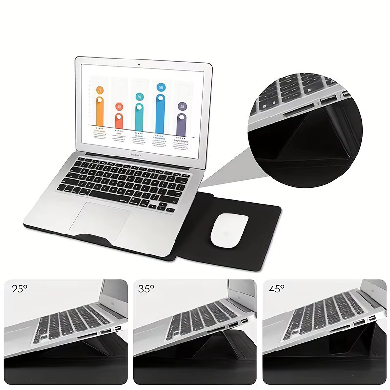 Multifunktionaler Computerständer und Computertasche aus Leder für 13,3 bis 14 Zoll in Grau - Bild 3