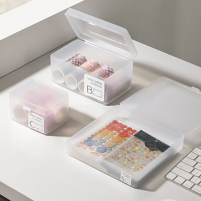 JETTING Mini-Aufbewahrungsbox mit Klappdeckel aus mattiertem transparentem Kunststoff, Organizer mit mehreren Fächern für Fotokarten und Sammlungen - Bild 1