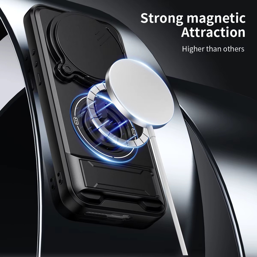 Schutzhülle für Xiaomi 17 Ultra und Redmi Note 15 Pro+ mit magnetischem Ständer, Schiebe-Kameraschutz und stoßfester Panzerung in Schwarz oder Silber - Bild 4