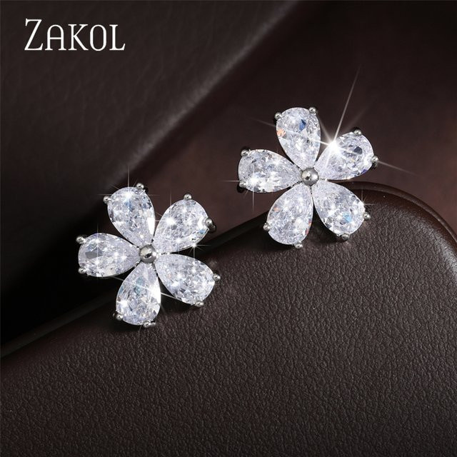 ZAKOL Ohrstecker, Zirkon, Blumen, Damen - Bild 1