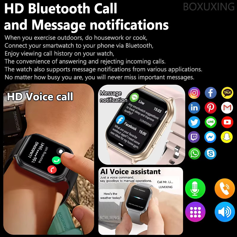 BOXUXING Smartwatch, Schwarz, Silikon, Unisex - Bild 5
