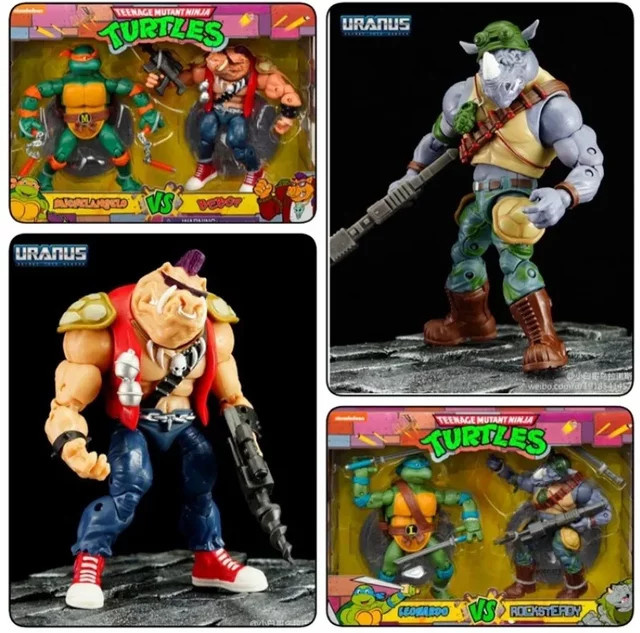Bandai Teenage Mutant Ninja Turtles Bebop Rocksteady Splinter Motorrad Actionfiguren - Bild 1