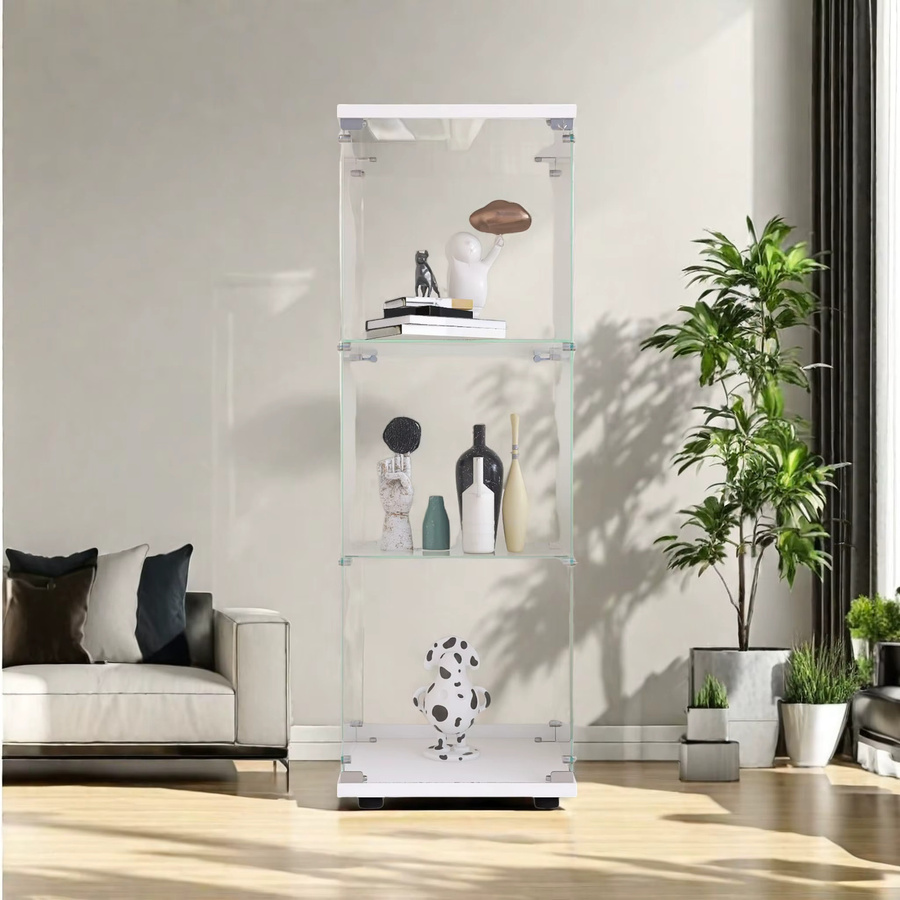 Comanlai Glasvitrine mit einer Tür in Weiß als moderner Ausstellungstisch und Aufbewahrungsregal für Sammlerstücke - Bild 2