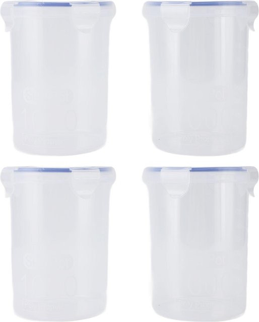 mfySpace Farbbehälter-Set mit Mischkugel und Pinsel, luftdichte Farblagerbecher aus Kunststoff, transparent/weiß, 1000 ml - Bild 1