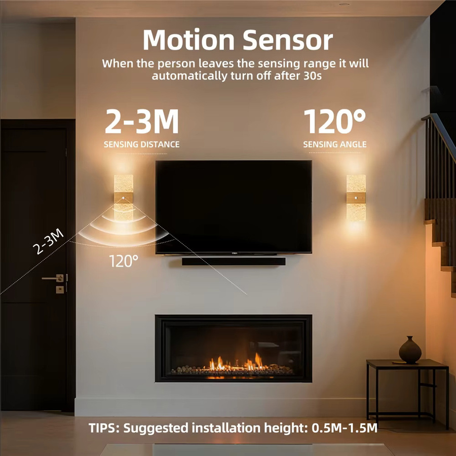 UMEXUS 2er Set Kabellose LED Wandleuchten mit Touch-Steuerung und USB-Akku, Rechteckige Wandlampe aus Holz und Glas in Up-Down-Beleuchtung - Bild 2