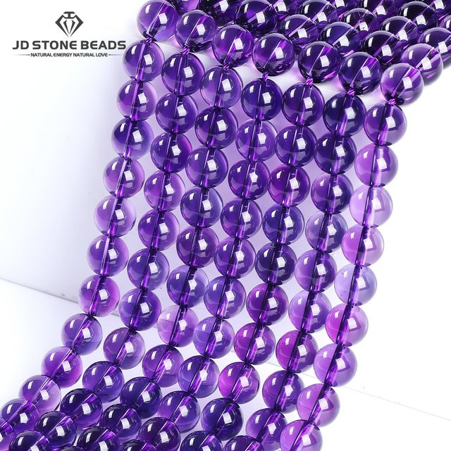 Amethyst Perle, Runde Kristall Perle, Lila, Bunt - Bild 1