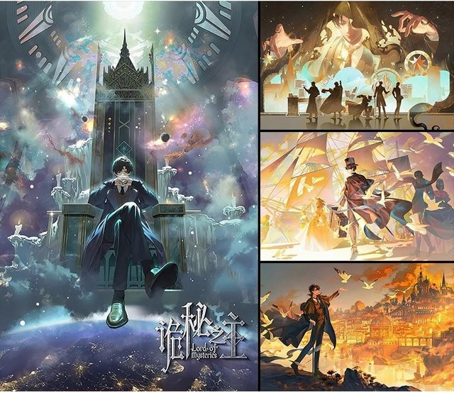 Lord of The Mysteries Rahmenloses Leinwandposter im Anime-Stil, Mehrfarbige Wanddekoration für Wohnzimmer und Schlafzimmer - Bild 1