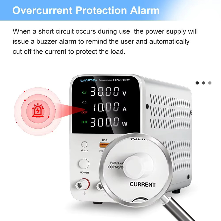 Wanptek Labor-Netzteil Einstellbare Labor-Gleichstromversorgung mit OCP-Ausgang 30V 10A 300W / 60V 5A 300W / 120V 3A 360W - Bild 2
