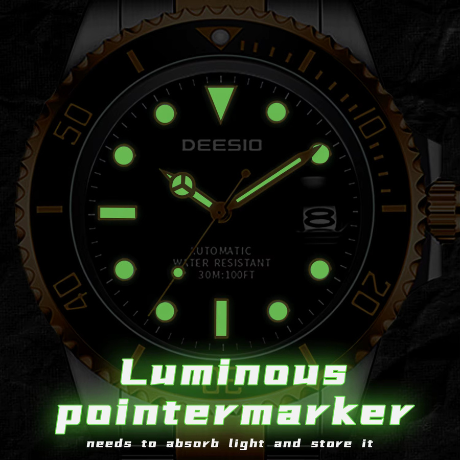 Deesio Armbanduhr Automatik, Edelstahl, Schwarz, Herren - Bild 3