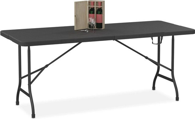 Relaxdays Gartentisch klappbar aus Kunststoff und Stahl in Schwarz, B/T/H: 180 x 73 x 74 cm - Bild 1