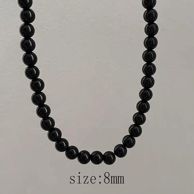 Halskette, schwarze Imitationsperlen, Choker, Damen - Bild 1