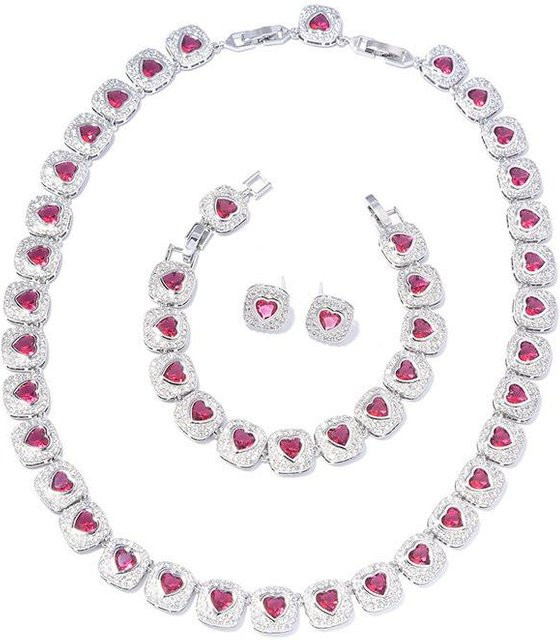 YIRAN Jewelry Schmuck-Set, Kupfer, Weiß, Zirkonia, Unisex - Bild 1