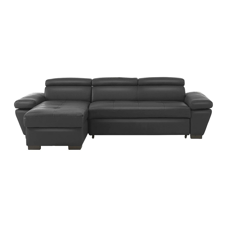 Vente-unique Schlafsofa Jonova in Anthrazitgrau mit Rindsleder und L-Form, Breite: 258 cm - Bild 2