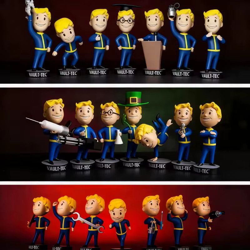 Bandai Anime Bobblehead Vault Boy Actionfigur Set Multicolor Desktop Ornament für Sammler - Bild 3