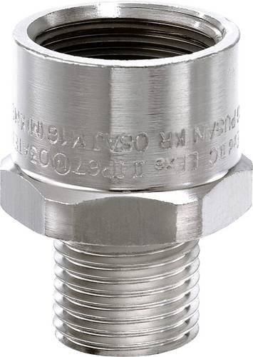 WISKA ATEX-Erweiterung M/M von M40x1,5 auf M63x1,5 Sechskant aus vernickeltem Messing, Farbe: Silber, Schutzart IP66 - Bild 1