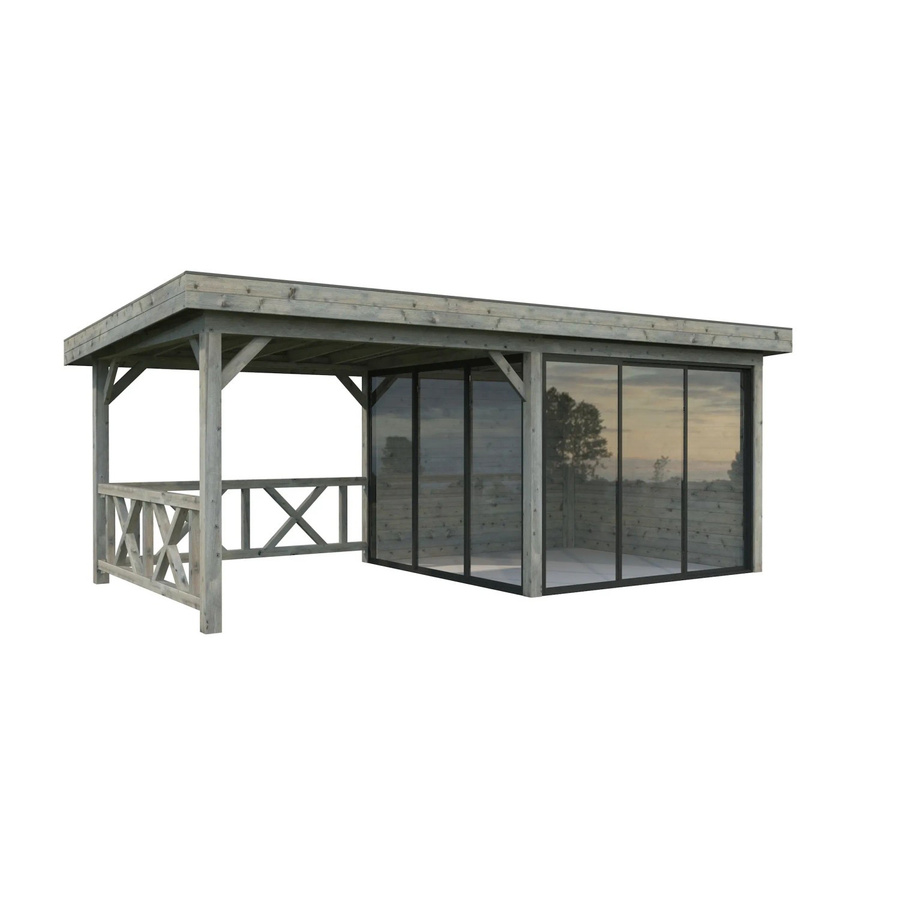 Palmako Pavillon Lenna Set 403 Slide aus Fichtenholz, Grau, B/T/H: 588 x 300 x 245 cm - Bild 2