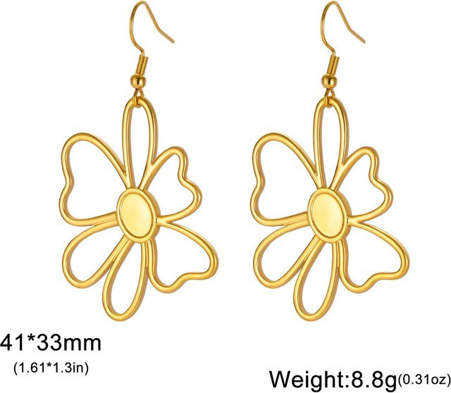 Hängeohrringe Blume, Edelstahl, Gold, Damen - Bild 1