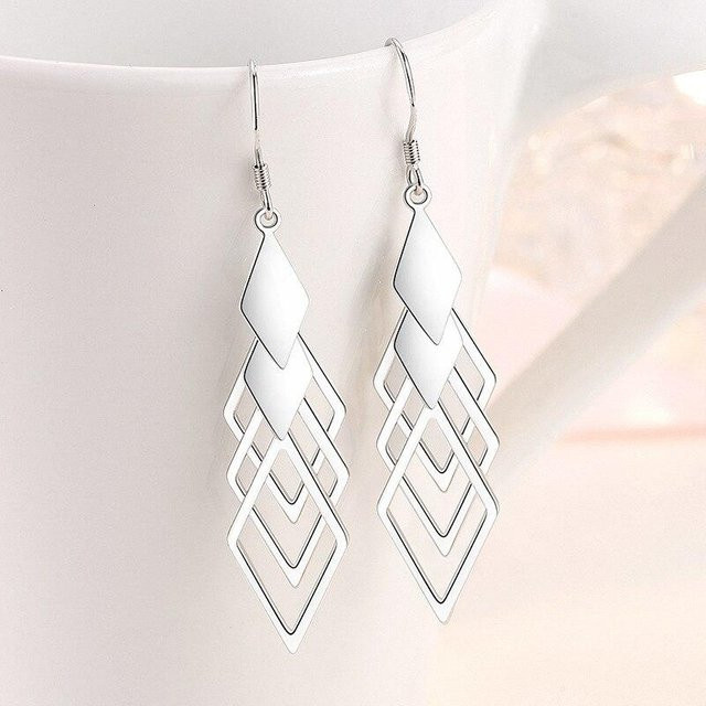 Ohrringe 925 Silber, Zirkonia, Quaste, Damen, weiß - Bild 1