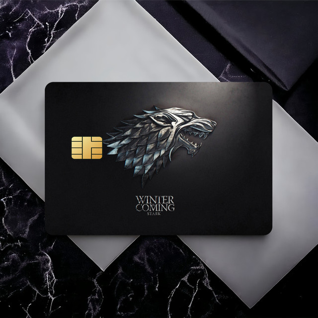 4er Set wasserfeste Aufkleber für Kreditkarten und Buspässe im Game of Thrones Design, schwarz, rechteckig - Bild 1