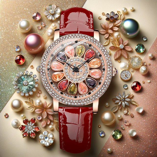 CAROTIF Armbanduhr Quarz, Roségold, Schwarz, Diamantbesetzt, Damen - Bild 1