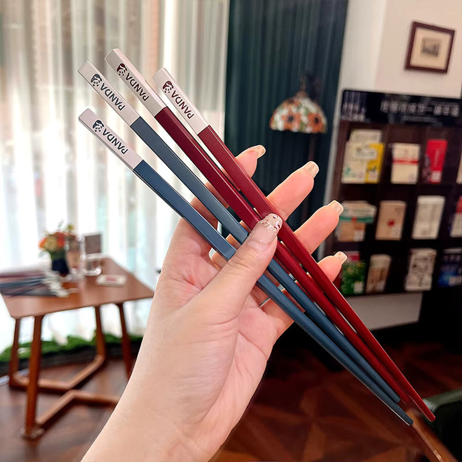 5-teiliges Essstäbchen-Set von Uniturcky mit Panda-Muster im japanischen Stil, rutschfest und spülmaschinenfest, mehrfarbig matt - Bild 4