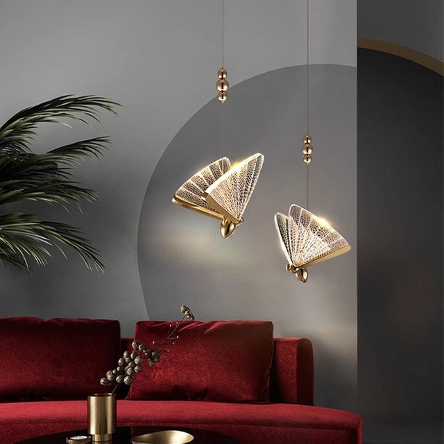 Vikotou LED-Pendelleuchte in Gold/Messing für Küche, Flur und TV-Hintergrund, moderne Hängeleuchte aus Metall mit warmweißem Licht - Bild 1
