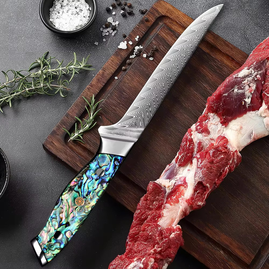 Xituo Damaststahl Ausbeinmesser mit flexibler Klinge, professionelles Filetmesser für Fisch, Geflügel und Fleisch, Mehrfarbig, Klingenlänge: 15,24 cm - Bild 4