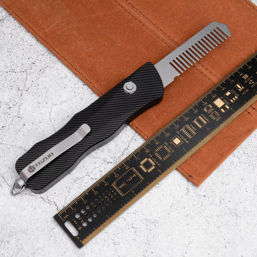 TGZUO Multitool EDC aus Aluminiumlegierung mit austauschbarer Edelstahlklinge und Anti-statischem Kamm sowie Fensterbrecher-Funktion - Bild 4