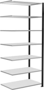 Schulte Anbauregal Büro-Steckregal MULTIplus150 mit 7 Fachböden und Mittelanschlag, schwarz/lichtgrau, B/T/H: 230 x 100 x 60 cm - Bild 1