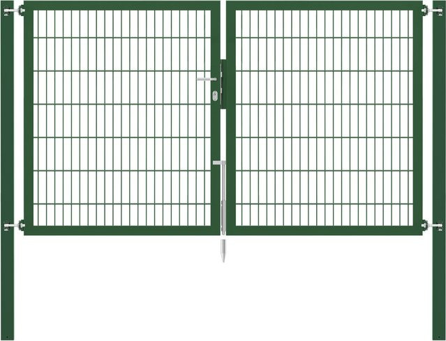 Doppeltor Flexo Plus in Grün mit Pfosten, Breite: 250 cm, Höhe: 140 cm, Pfosten: 80 x 80 cm - Bild 1
