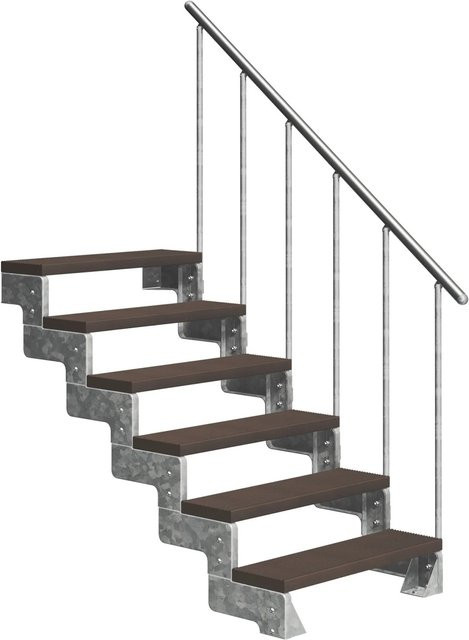Dolle Außentreppe Gardentop 6 TRIMAX mit Alu-Geländer, Dunkelbraun, Breite: 80 cm - Bild 1