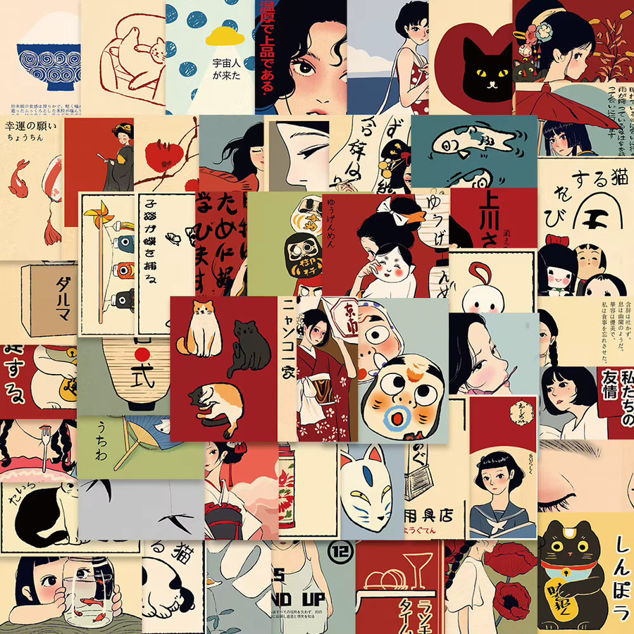 Charile Retro Japanischer Stil Cartoon Aufkleber, Multicolor, 10-teiliges Set - Bild 2