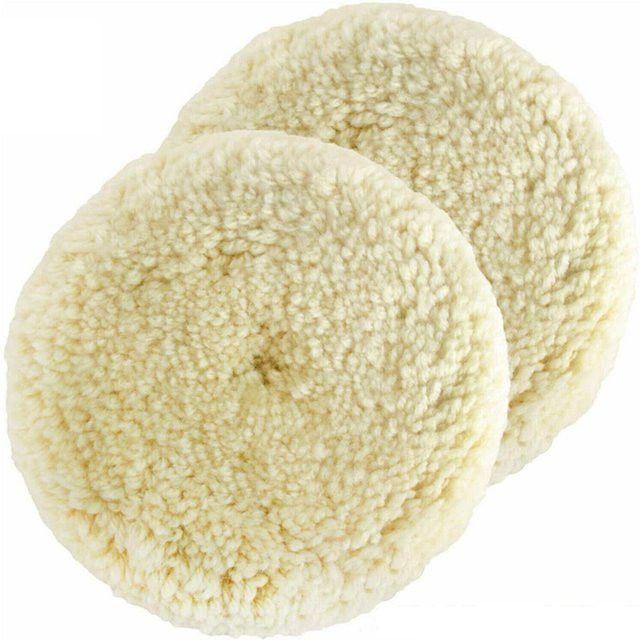 2er-Set Polierpads aus Naturwolle von TOMTOP JMS in Weiß, 3-Zoll Polierscheiben für Compound-Schleifen und Autopflege - Bild 1