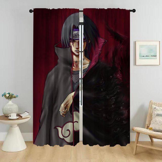 2er-Set Verdunkelungsvorhänge Naruto Motiv, Schwarz, Breite: 60 cm, Höhe: 90 cm - Bild 1