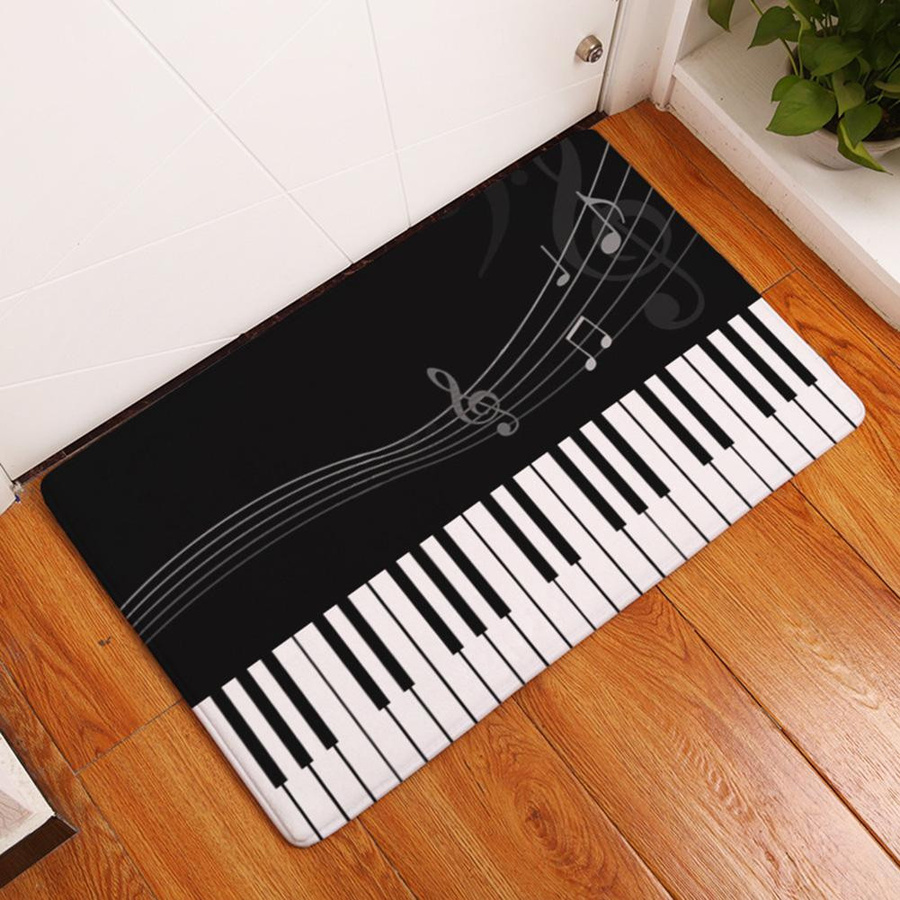 Rutschfeste und wasserabsorbierende Matte mit Musiknoten-Druck von mfySpace in Schwarz-Weiß - Bild 2