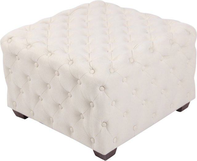 TPFLiving Sitzhocker Nantes aus Stoff in Creme und Beige mit Samt-Optik, B/T/H: 44 x 44 x 65 cm - Bild 1