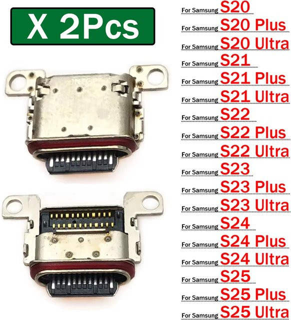 2 Stück USB-C Ladebuchse Ersatz-Dock für Samsung S10 S10e S20 S21 S22 S23 S24 S25 Plus Ultra in Silber - Bild 1