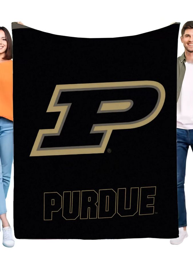 Purdue University Logo-Decke in Schwarz mit goldenem Logo als gemütlicher Überwurf für dein Sofa oder Bett - Bild 2