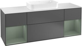 V&B Waschtischunterschrank Finion mit Wandbeleuchtung, Anthrazit lackiert, Breite: 160 cm, Tiefe: 50,1 cm, Höhe: 50,1 cm - Bild 1