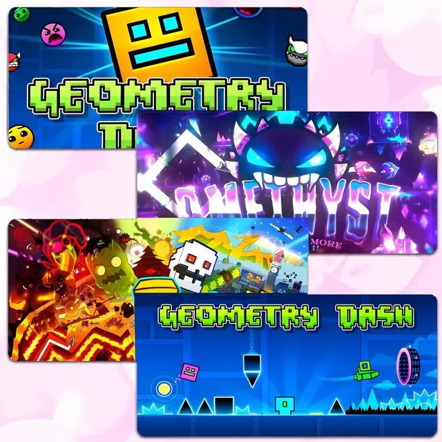 Game Casual G-Geometry Dash Mauspad, große Gaming-Schreibtischunterlage mit verstärktem Rand in Schwarz und Multicolour - Bild 1