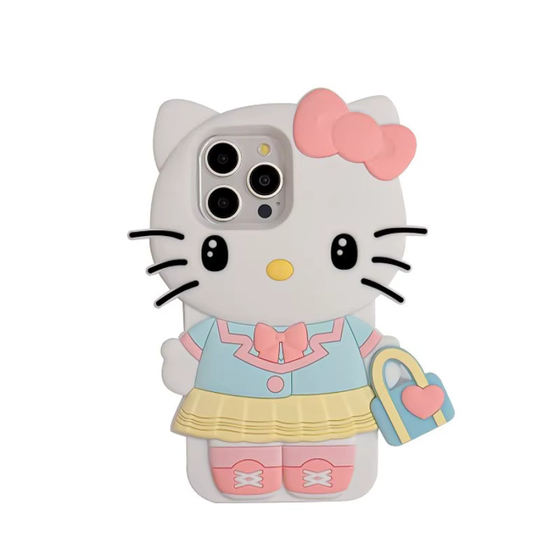 Hello Kitty und Kuromi 3D-Cartoon Silikon-Handyhülle mit Schlaufe für Apple iPhone 17 16 15 14 13 12 11 Pro Max, Multicolor - Bild 3
