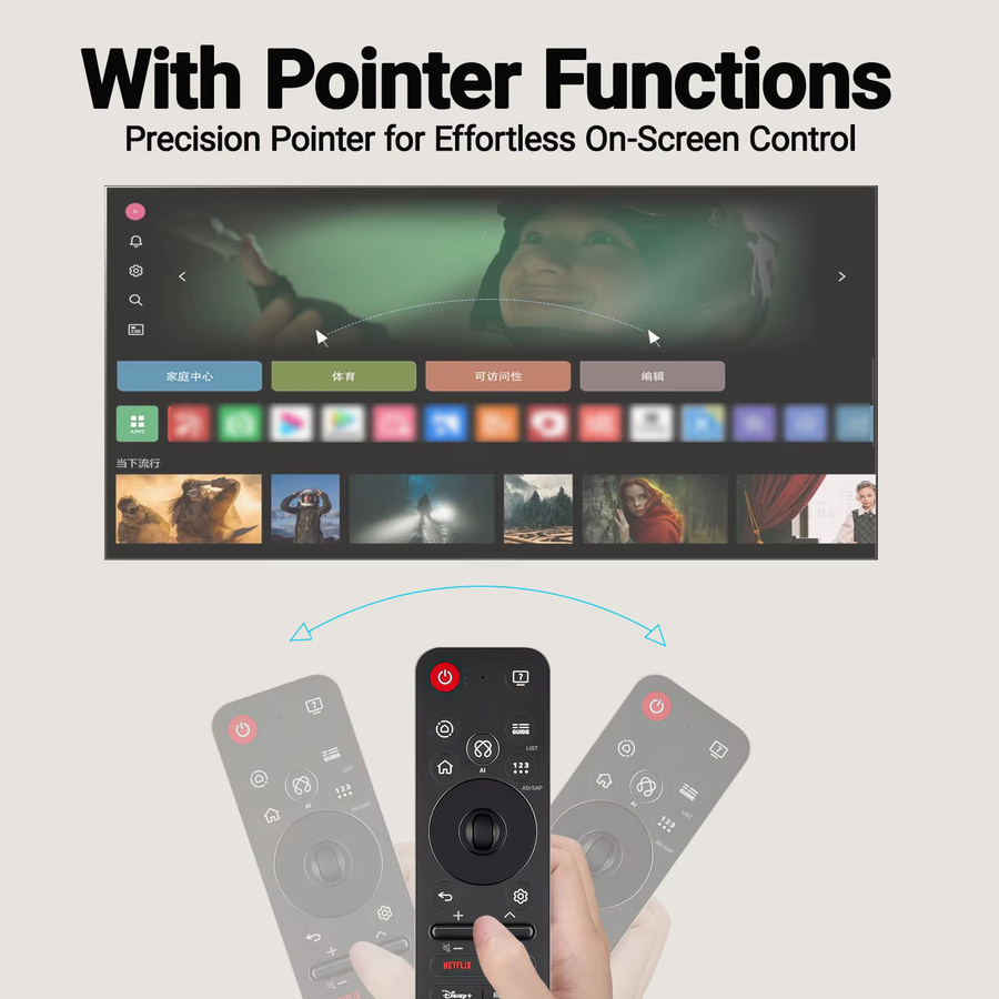 PINGEQUA Bluetooth-Sprachfernbedienung MR25GA in Schwarz, kompatibel mit LG Fernsehern der Modellreihe 2025 - Bild 6
