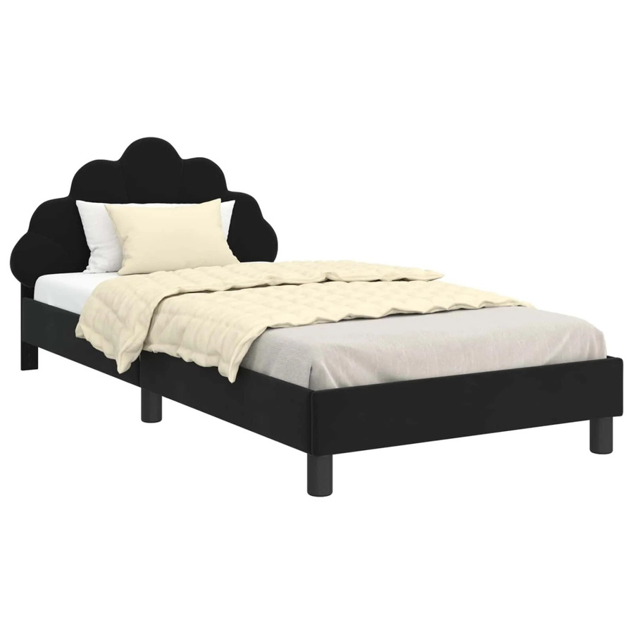 vidaXL Kinderbettgestell mit Kopfteil in Schwarz aus Samt, B/T/H: 80 x 200 x 90 cm - Bild 2