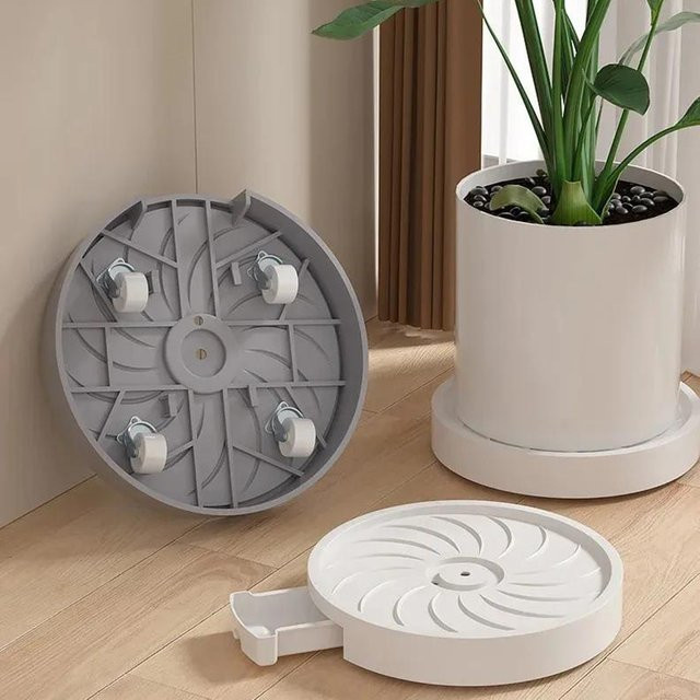 Universelle Blumentopf-Basis mit Rollen aus verstärktem Kunststoff für Garten und Balkon, Schwarz oder Weiß, Durchmesser: 22,0 cm - Bild 1