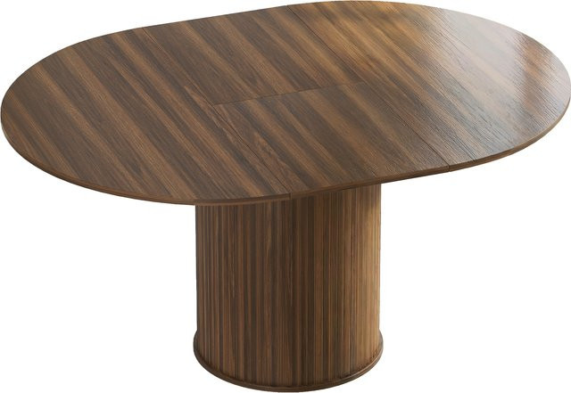 HOMCOM Ausziehbarer Esstisch in Landhausstil für 6–8 Personen, oval, Farbe Nussbaum, B/T/H: 110–150 x 40 x 75,5 cm - Bild 1