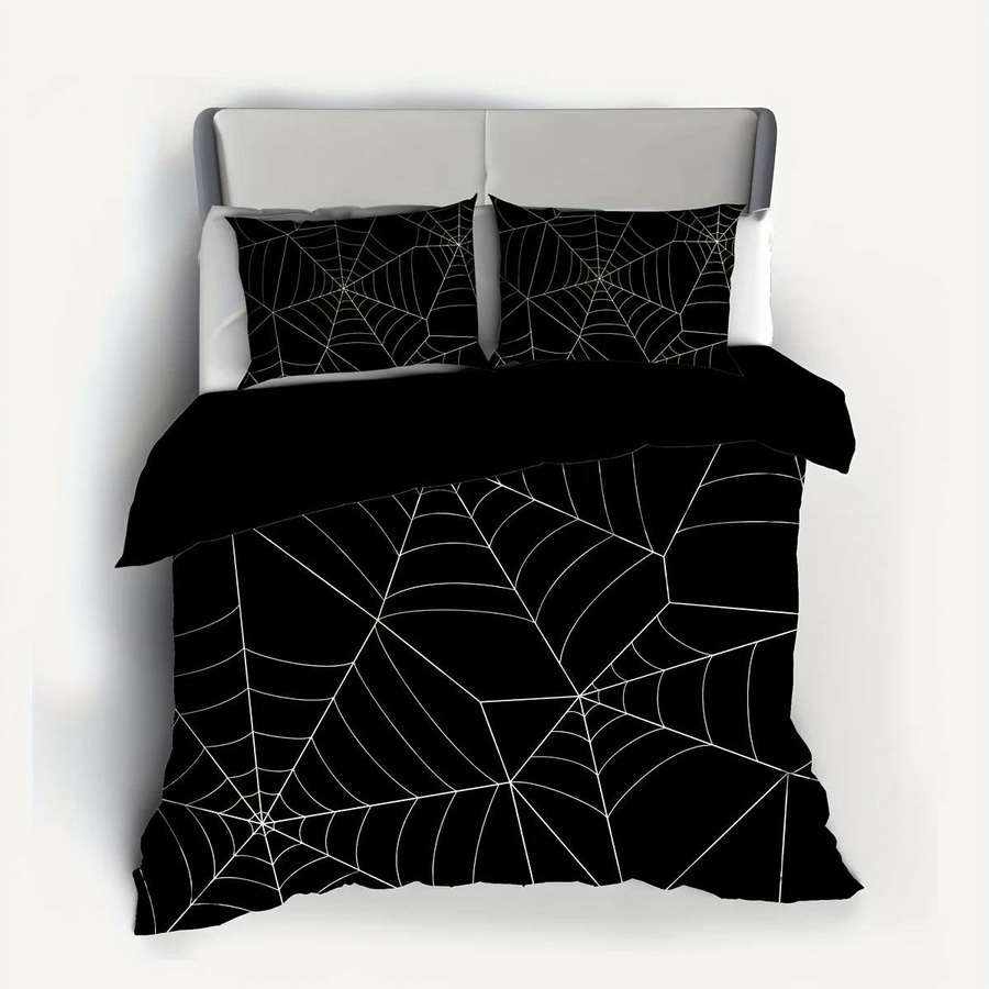 Bettwäscheset Binchi Outdoor Product mit Spinnennetz-Digitaldruck, Schwarz, 1x Bettbezug und 2x Kissenbezug, B: 173 cm, L: 218 cm - Bild 4